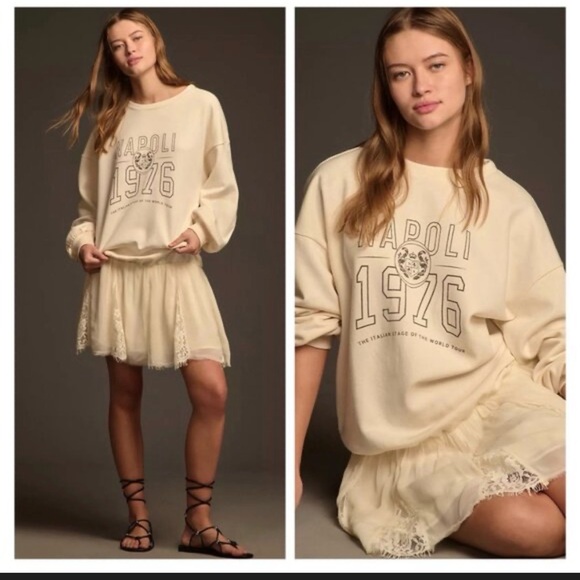 Anthropologie Dresses & Skirts - Anthropologie Sweatshirt Twofer Mini Dress featuring a Napoli 1976 graphic 2X